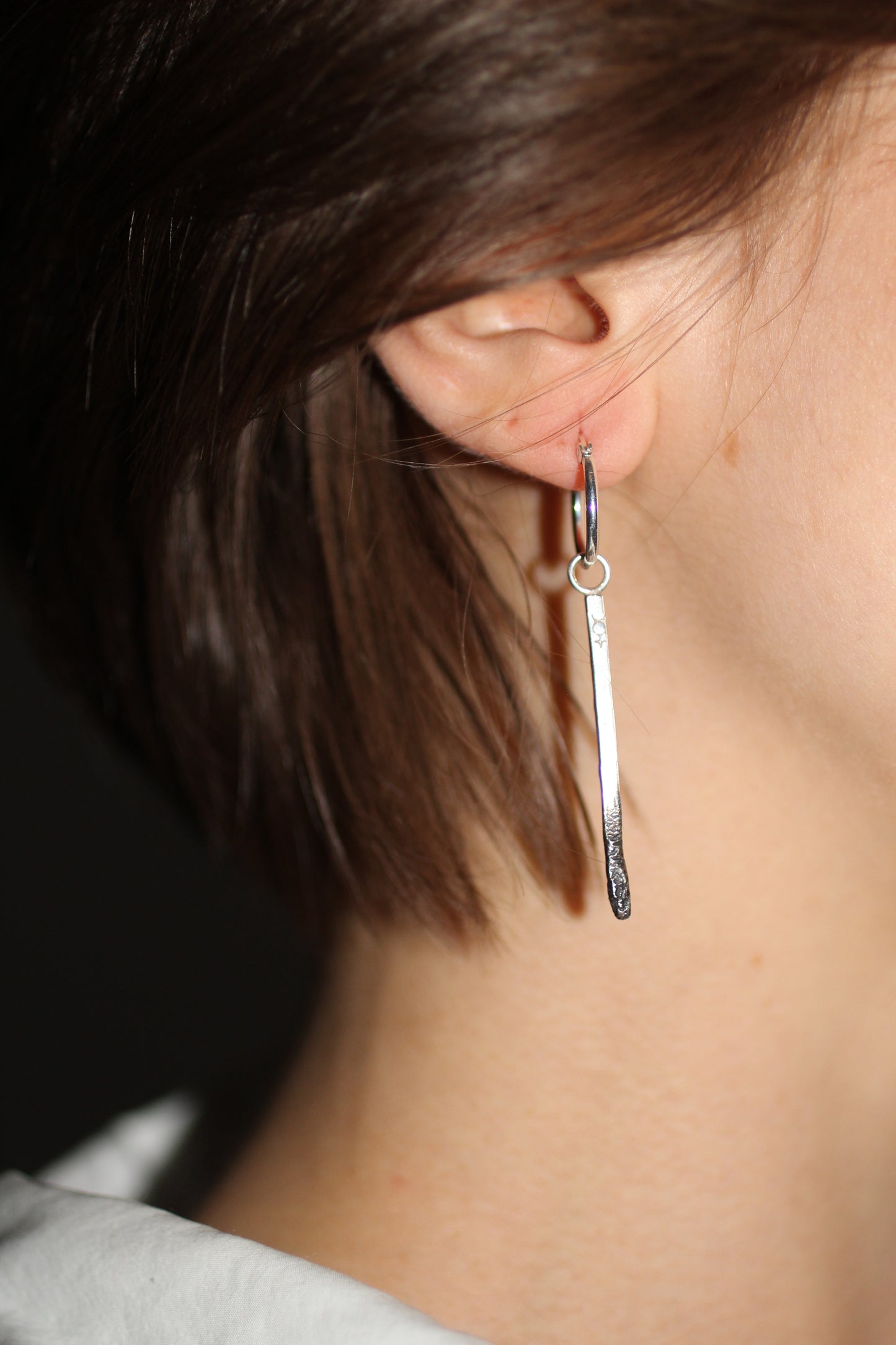 Burnt match mono earring